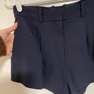 Aritzia High Waist Tailored Navy Shorts